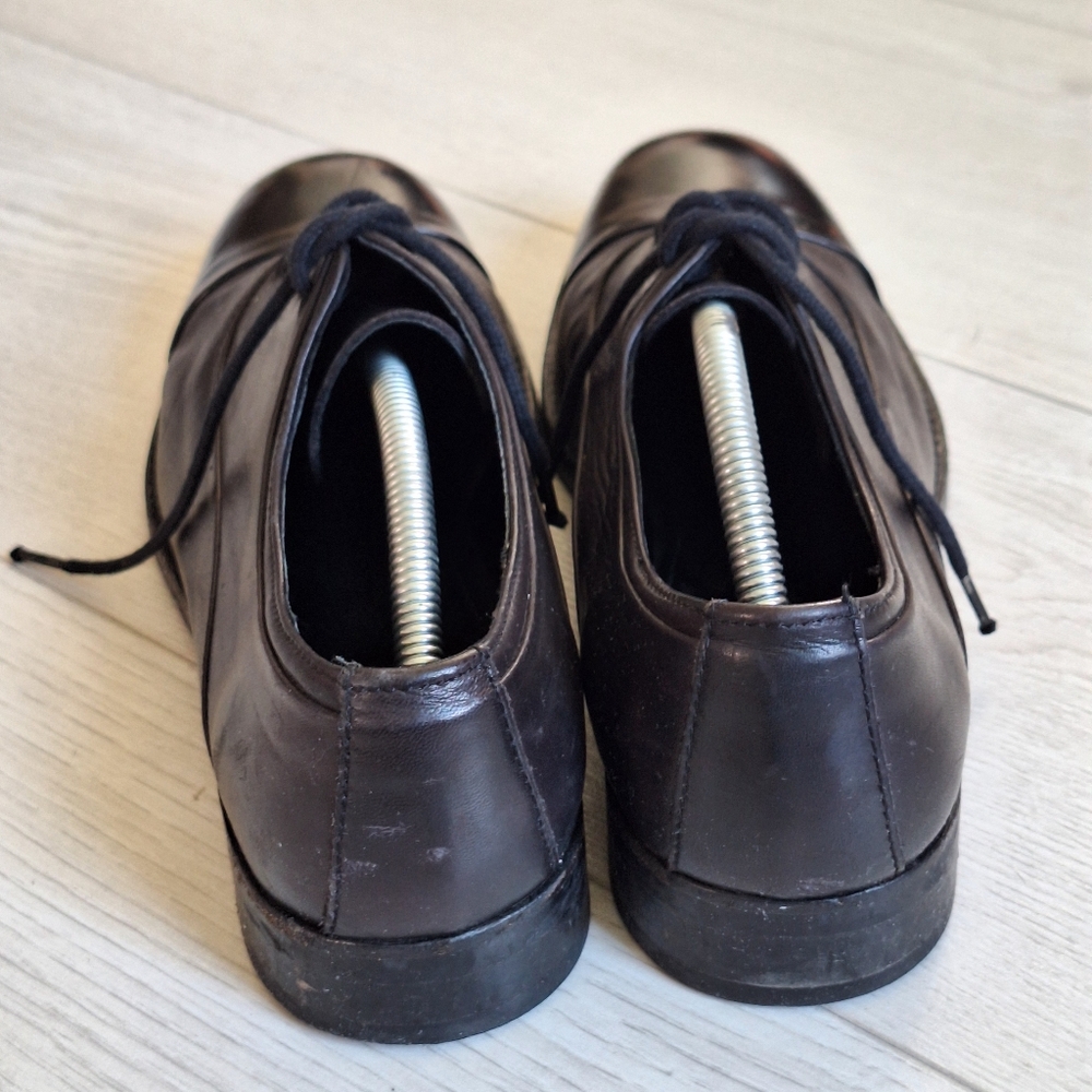 All Saints Black Leather Cap Toe Oxford Shoes 41 - Picture 5 of 13
